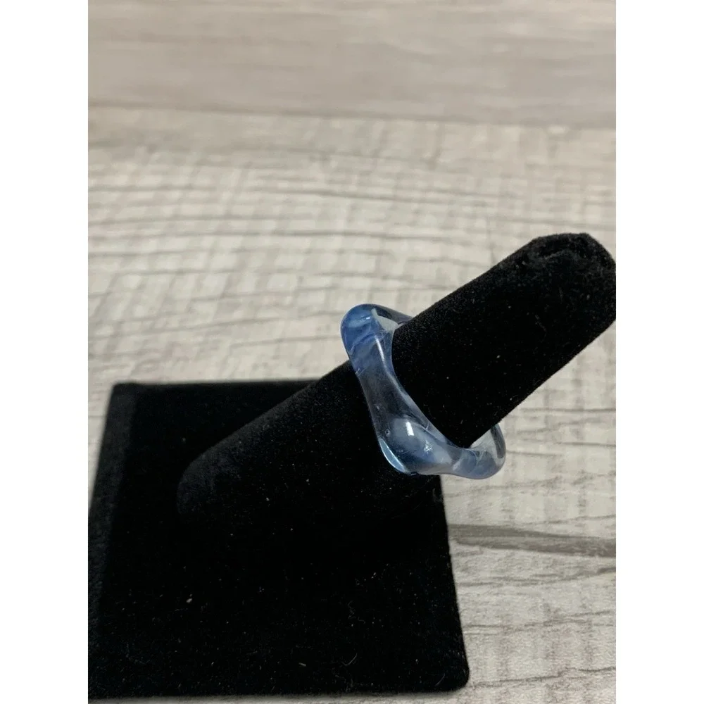 Colorful Acrylic Ring - Transparent Resin Geometric Square Irregular Ring Blue